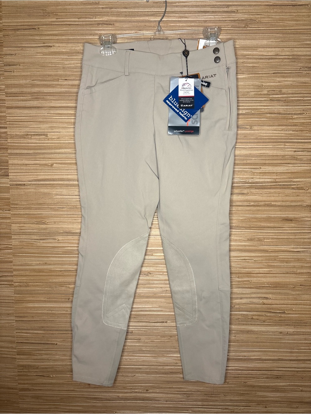 Ariat Women's Olympia Low Rise Knee Patch Side Zip Breeches Khaki Sz 28 NWT